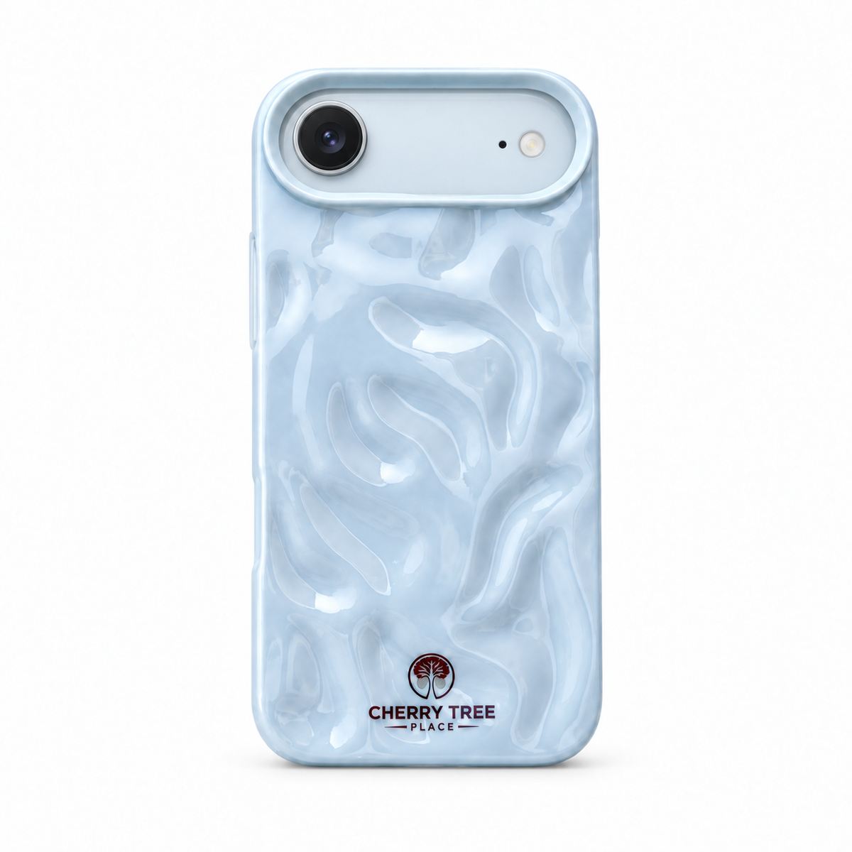 Glossy Powder Blue Ripple iPhone Case