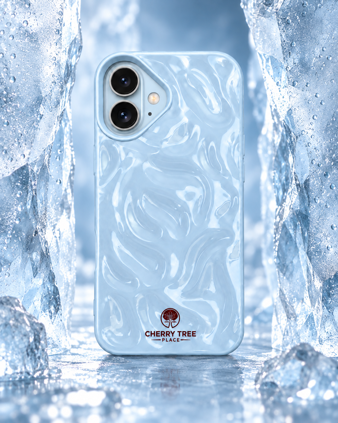 Glossy Powder Blue Ripple iPhone Case