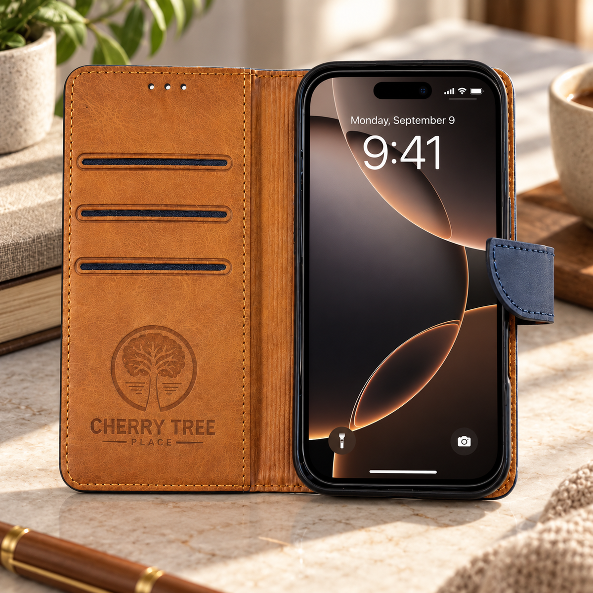 Navy & Tan 2 tone Wallet