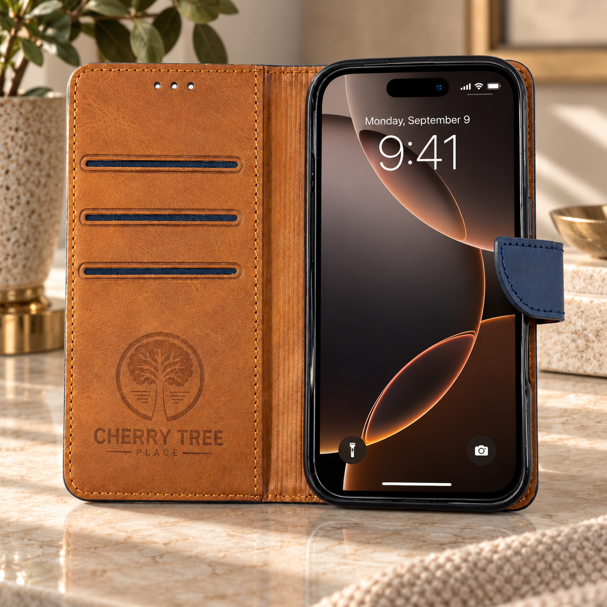 Navy & Tan 2 tone Wallet