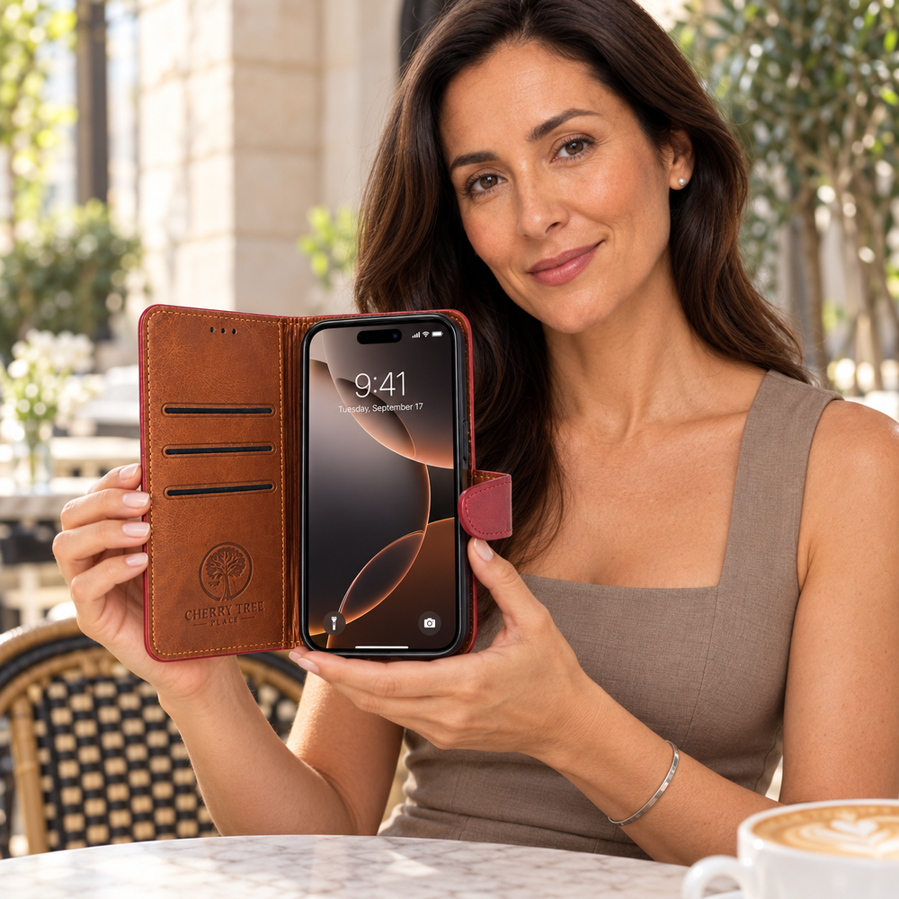 Ruby & Tan Wallet — café style